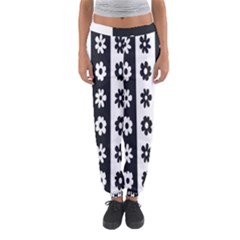 Black-and-white-flower-pattern-by-zebra-stripes-seamless-floral-for-printing-wall-textile-free-vecto Women s Jogger Sweatpants by nate14shop