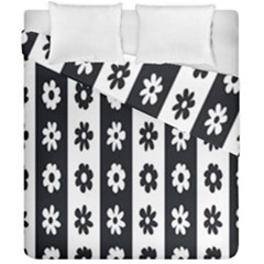 Black-and-white-flower-pattern-by-zebra-stripes-seamless-floral-for-printing-wall-textile-free-vecto Duvet Cover Double Side (california King Size) by nate14shop