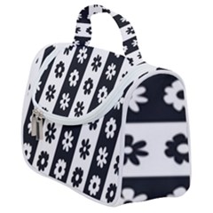 Black-and-white-flower-pattern-by-zebra-stripes-seamless-floral-for-printing-wall-textile-free-vecto Satchel Handbag by nate14shop