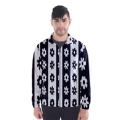 Black-and-white-flower-pattern-by-zebra-stripes-seamless-floral-for-printing-wall-textile-free-vecto Men s Windbreaker by nate14shop