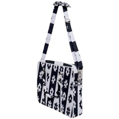 Black-and-white-flower-pattern-by-zebra-stripes-seamless-floral-for-printing-wall-textile-free-vecto Cross Body Office Bag by nate14shop