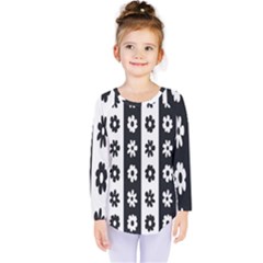 Black-and-white-flower-pattern-by-zebra-stripes-seamless-floral-for-printing-wall-textile-free-vecto Kids  Long Sleeve Tee