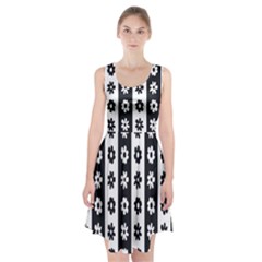 Black-and-white-flower-pattern-by-zebra-stripes-seamless-floral-for-printing-wall-textile-free-vecto Racerback Midi Dress by nate14shop