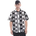 Black-and-white-flower-pattern-by-zebra-stripes-seamless-floral-for-printing-wall-textile-free-vecto Men s Short Sleeve Shirt View1