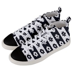 Black-and-white-flower-pattern-by-zebra-stripes-seamless-floral-for-printing-wall-textile-free-vecto Men s Mid-top Canvas Sneakers by nate14shop