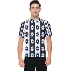 Black-and-white-flower-pattern-by-zebra-stripes-seamless-floral-for-printing-wall-textile-free-vecto Men s Short Sleeve Rash Guard