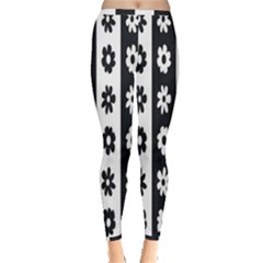 Black-and-white-flower-pattern-by-zebra-stripes-seamless-floral-for-printing-wall-textile-free-vecto Inside Out Leggings by nate14shop