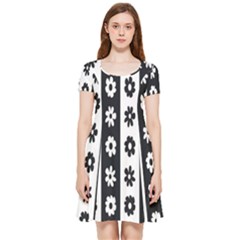 Black-and-white-flower-pattern-by-zebra-stripes-seamless-floral-for-printing-wall-textile-free-vecto Inside Out Cap Sleeve Dress by nate14shop