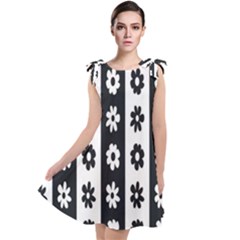 Black-and-white-flower-pattern-by-zebra-stripes-seamless-floral-for-printing-wall-textile-free-vecto Tie Up Tunic Dress by nate14shop