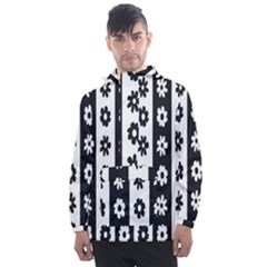 Black-and-white-flower-pattern-by-zebra-stripes-seamless-floral-for-printing-wall-textile-free-vecto Men s Front Pocket Pullover Windbreaker by nate14shop