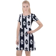 Black-and-white-flower-pattern-by-zebra-stripes-seamless-floral-for-printing-wall-textile-free-vecto Cap Sleeve Velour Dress  by nate14shop