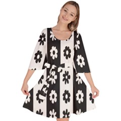 Black-and-white-flower-pattern-by-zebra-stripes-seamless-floral-for-printing-wall-textile-free-vecto Velour Kimono Dress by nate14shop