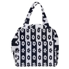 Black-and-white-flower-pattern-by-zebra-stripes-seamless-floral-for-printing-wall-textile-free-vecto Boxy Hand Bag by nate14shop