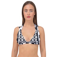 Black-and-white-flower-pattern-by-zebra-stripes-seamless-floral-for-printing-wall-textile-free-vecto Double Strap Halter Bikini Top by nate14shop