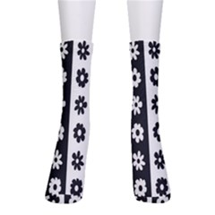 Black-and-white-flower-pattern-by-zebra-stripes-seamless-floral-for-printing-wall-textile-free-vecto Crew Socks