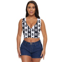 Black-and-white-flower-pattern-by-zebra-stripes-seamless-floral-for-printing-wall-textile-free-vecto Women s Sleeveless Wrap Top