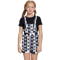 Black-and-white-flower-pattern-by-zebra-stripes-seamless-floral-for-printing-wall-textile-free-vecto Kids  Short Overalls by nate14shop