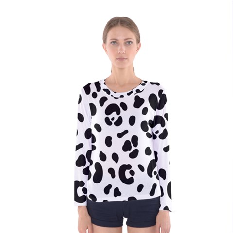 Blak-white-tiger-polkadot Women s Long Sleeve Tee by nate14shop