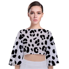 Blak-white-tiger-polkadot Tie Back Butterfly Sleeve Chiffon Top by nate14shop