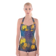 Bokeh Boyleg Halter Swimsuit 