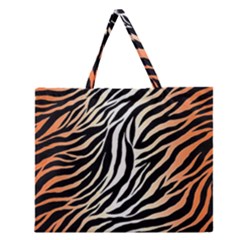 Cuts  Catton Tiger Zipper Large Tote Bag by nate14shop