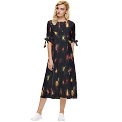 Fireworks- Bow Sleeve Chiffon Midi Dress