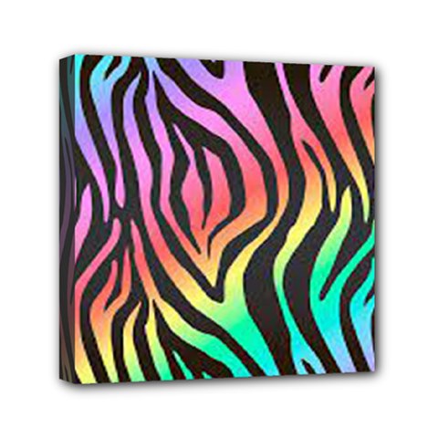 Rainbow Zebra Stripes Mini Canvas 6  x 6  (Stretched)