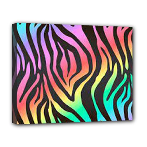 Rainbow Zebra Stripes Deluxe Canvas 20  x 16  (Stretched)