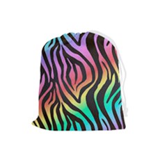 Rainbow Zebra Stripes Drawstring Pouch (Large)