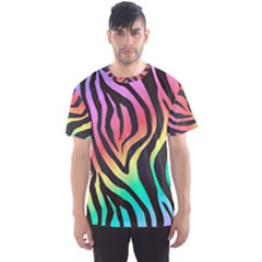 Rainbow Zebra Stripes Men s Sport Mesh Tee