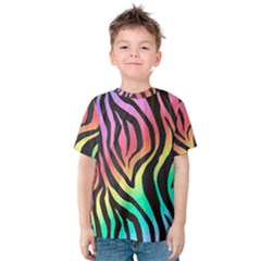 Rainbow Zebra Stripes Kids  Cotton Tee