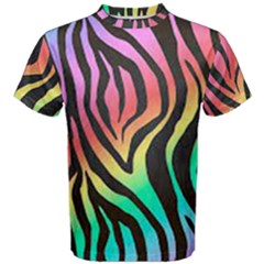 Rainbow Zebra Stripes Men s Cotton Tee by nate14shop