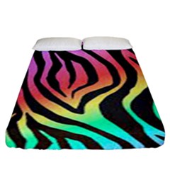 Rainbow Zebra Stripes Fitted Sheet (King Size)