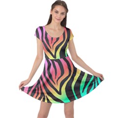 Rainbow Zebra Stripes Cap Sleeve Dress