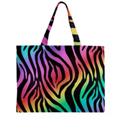 Rainbow Zebra Stripes Zipper Mini Tote Bag