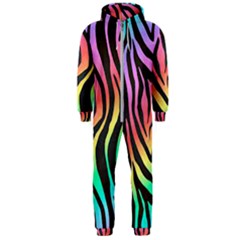 Rainbow Zebra Stripes Hooded Jumpsuit (Men)