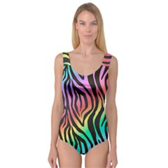 Rainbow Zebra Stripes Princess Tank Leotard 