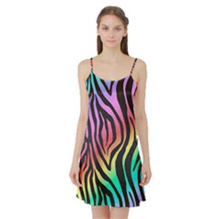 Rainbow Zebra Stripes Satin Night Slip