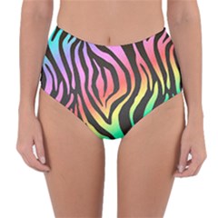 Rainbow Zebra Stripes Reversible High-waist Bikini Bottoms by nate14shop