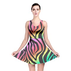 Rainbow Zebra Stripes Reversible Skater Dress by nate14shop