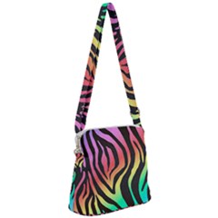 Rainbow Zebra Stripes Zipper Messenger Bag