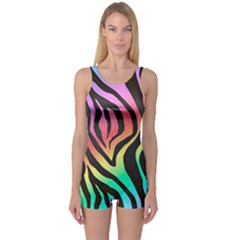 Rainbow Zebra Stripes One Piece Boyleg Swimsuit by nate14shop