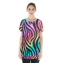 Rainbow Zebra Stripes Skirt Hem Sports Top