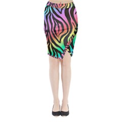 Rainbow Zebra Stripes Midi Wrap Pencil Skirt