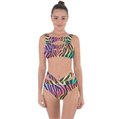 Rainbow Zebra Stripes Bandaged Up Bikini Set 