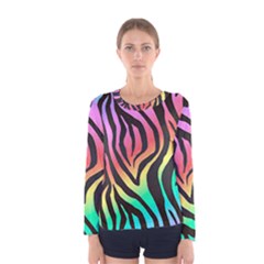 Rainbow Zebra Stripes Women s Long Sleeve Tee