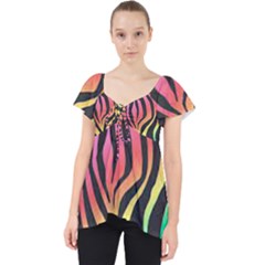 Rainbow Zebra Stripes Lace Front Dolly Top