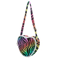 Rainbow Zebra Stripes Heart Shoulder Bag