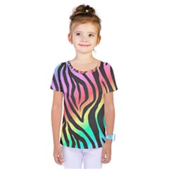 Rainbow Zebra Stripes Kids  One Piece Tee