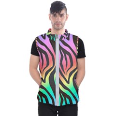 Rainbow Zebra Stripes Men s Puffer Vest